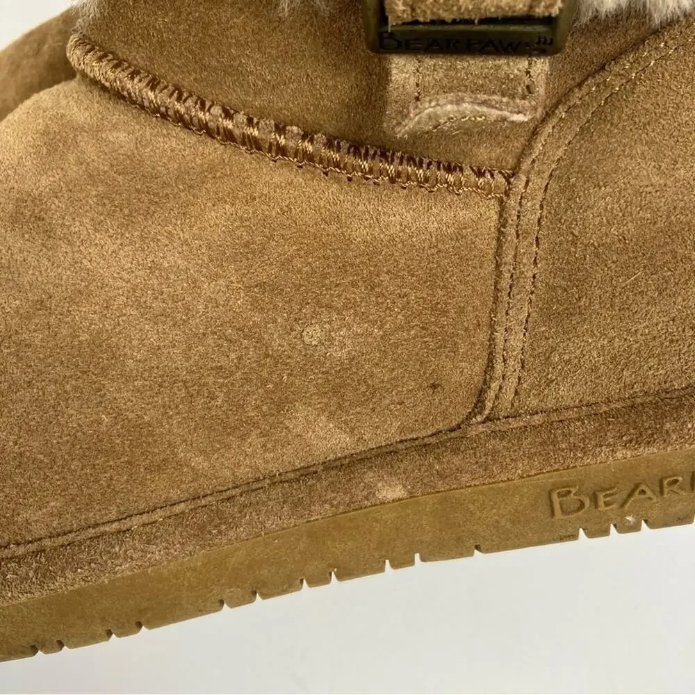 Bearpaw Abby Sheepskin Lined Hickory Winter Boots Ankle Buckle Size 7
